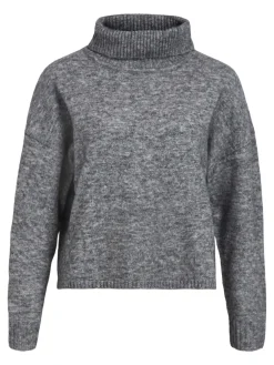 OBJECT Stickat*ALPACKA- OCH ULLBLANDNING TRÖJA Dark Grey Melange