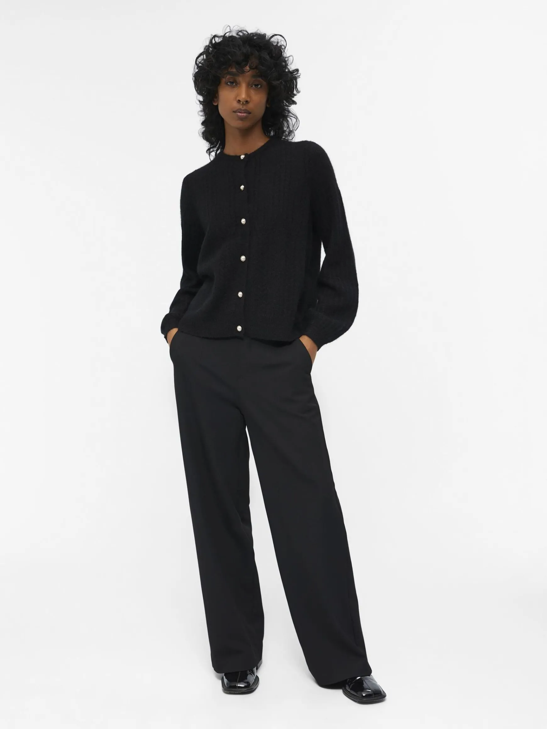 OBJECT Cardigans|Stickat*ALPACKA- OCH YLLEBLANDNING KOFTA Black