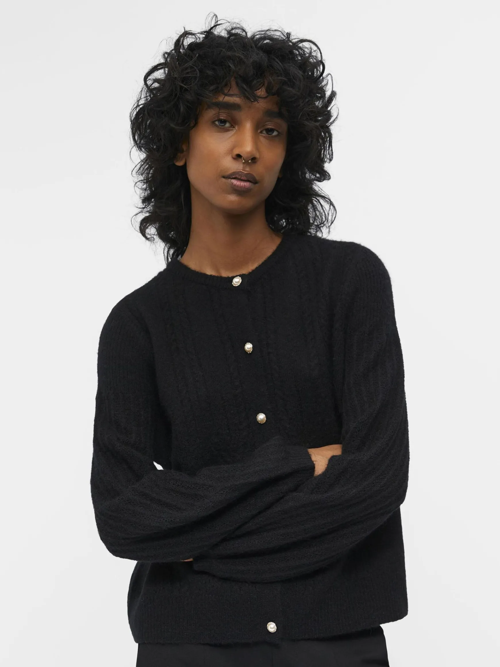 OBJECT Cardigans|Stickat*ALPACKA- OCH YLLEBLANDNING KOFTA Black