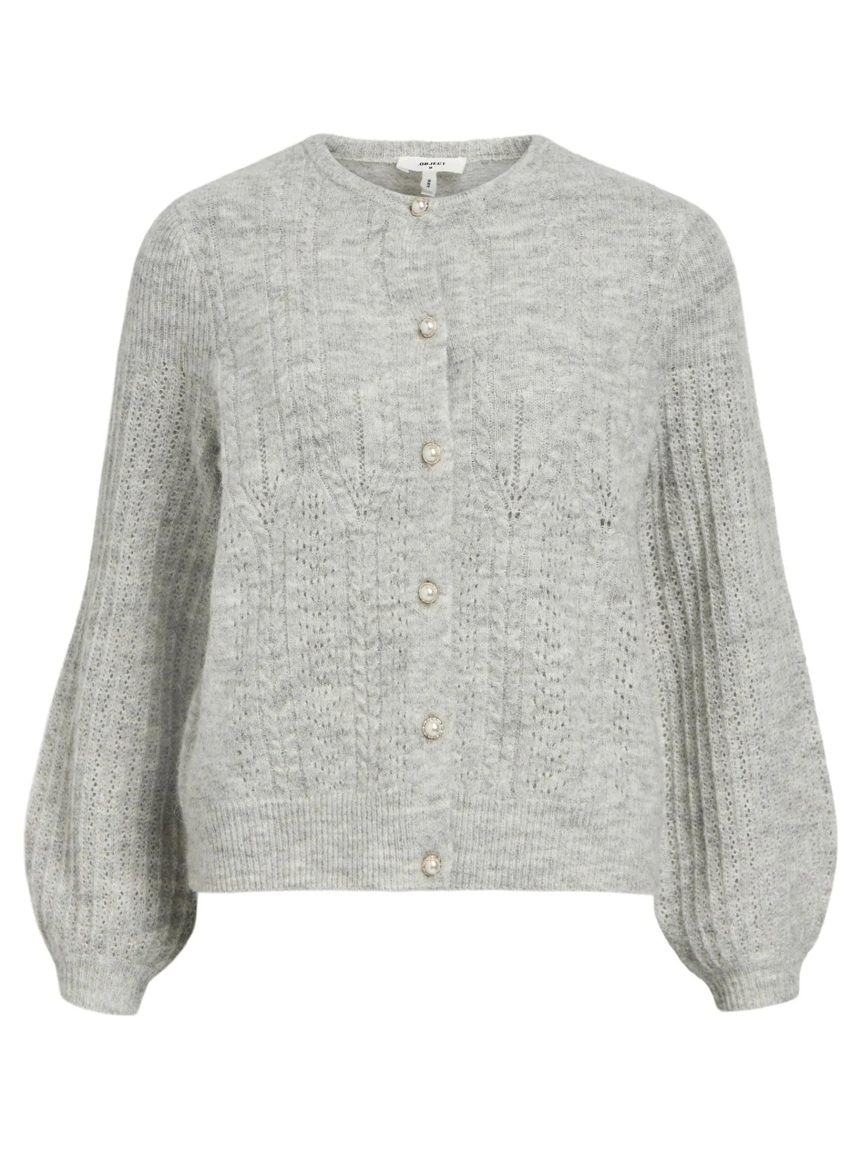 OBJECT Cardigans|Stickat*ALPACKA- OCH YLLEBLANDNING KOFTA Light Grey Melange
