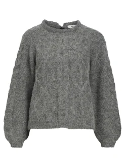 OBJECT Stickat*ALPACKAULLBLANDNING STICKAD TRÖJA Medium Grey Melange