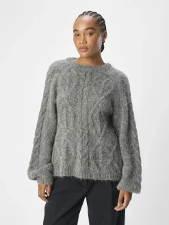 OBJECT Stickat*ALPACKAULLBLANDNING STICKAD TRÖJA Medium Grey Melange