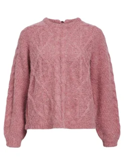 OBJECT Stickat*ALPACKAULLBLANDNING STICKAD TRÖJA Slate Rose