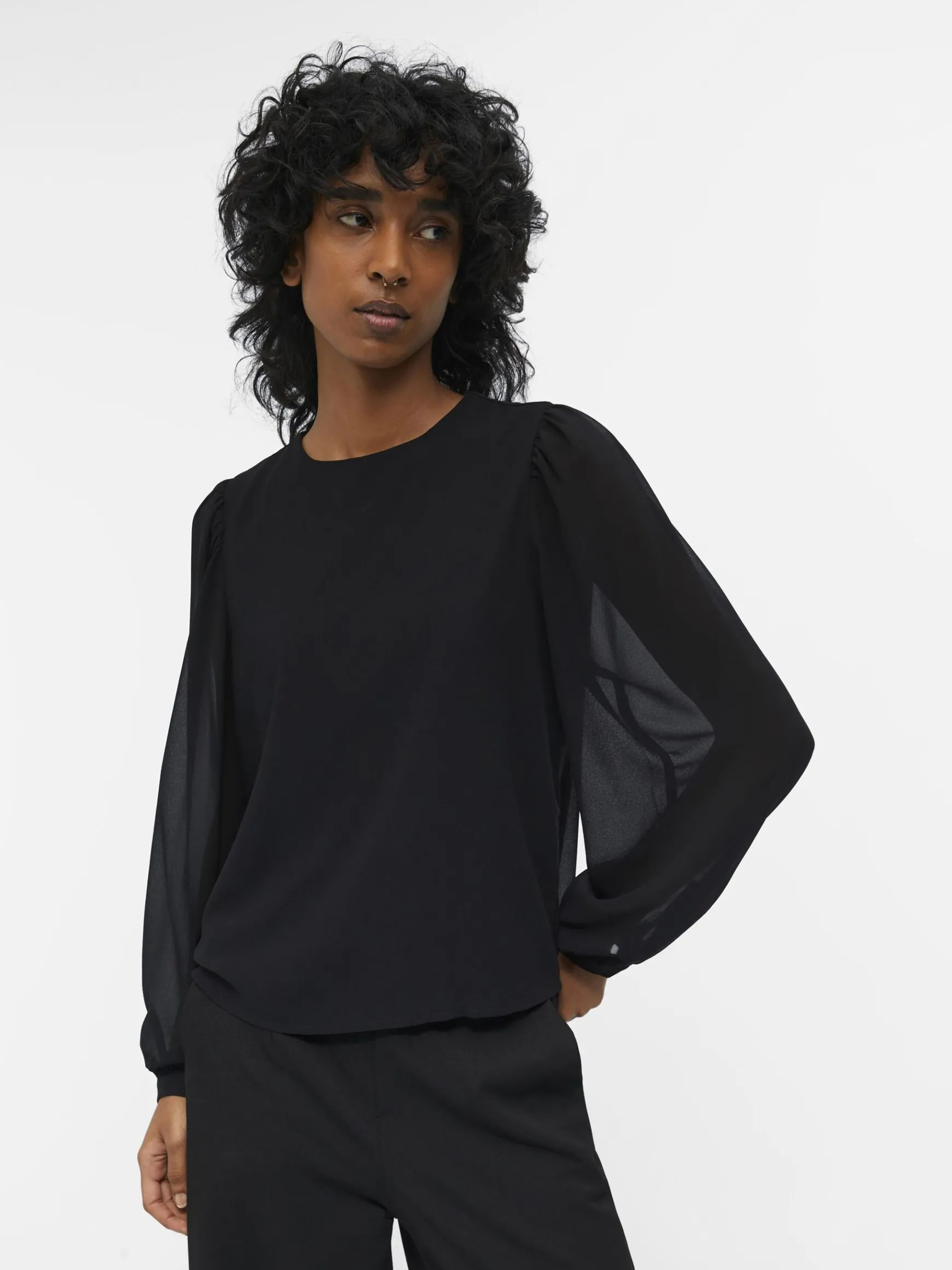 OBJECT Skjortor|Toppar*BALLONGÄRMAR BLUS Black
