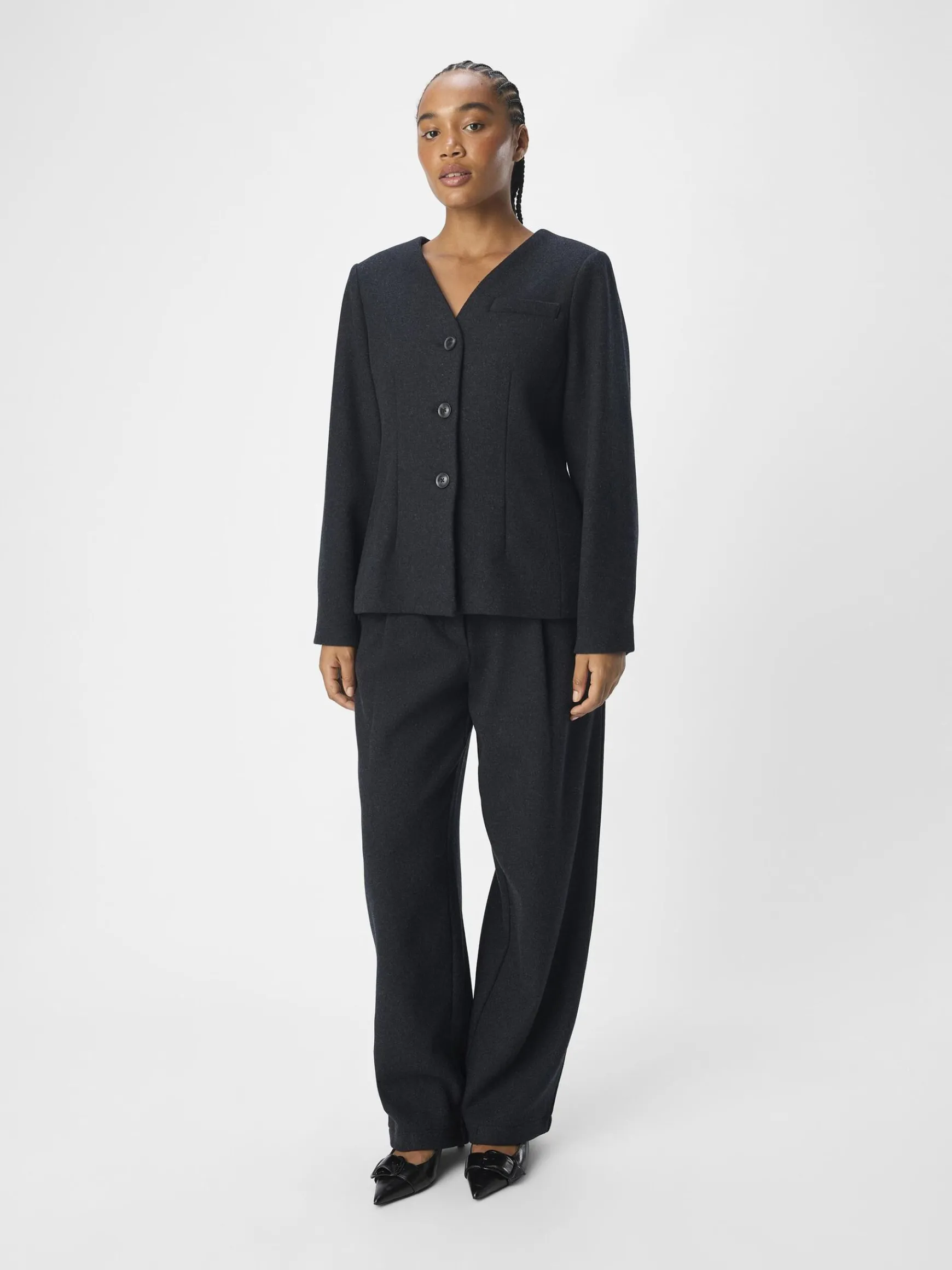 OBJECT Byxor*BARREL-BEN BYXOR Dark Grey Melange