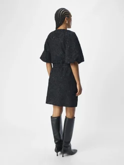 OBJECT Klänningar*BLOMMIG OMLOTTKLÄNNING Black