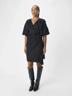 OBJECT Klänningar*BLOMMIG OMLOTTKLÄNNING Black