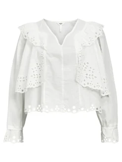 OBJECT Toppar|Skjortor*BRODERIE ANGLAISE BLUS Cloud Dancer