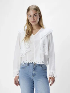 OBJECT Toppar|Skjortor*BRODERIE ANGLAISE BLUS Cloud Dancer