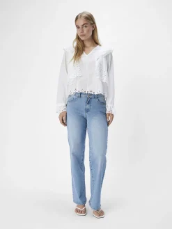OBJECT Toppar|Skjortor*BRODERIE ANGLAISE BLUS Cloud Dancer