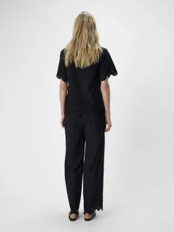 OBJECT Byxor*BRODERIE ANGLAISE BYXOR Black