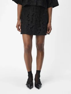 OBJECT Kjolar*BRODERIE ANGLAISE MINIKJOL Black