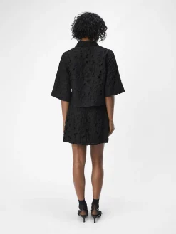 OBJECT Kjolar*BRODERIE ANGLAISE MINIKJOL Black