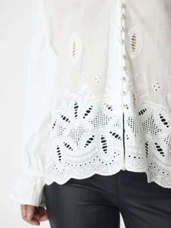 OBJECT Skjortor|Toppar*BRODERIE ANGLAISE SKJORTA Cloud Dancer