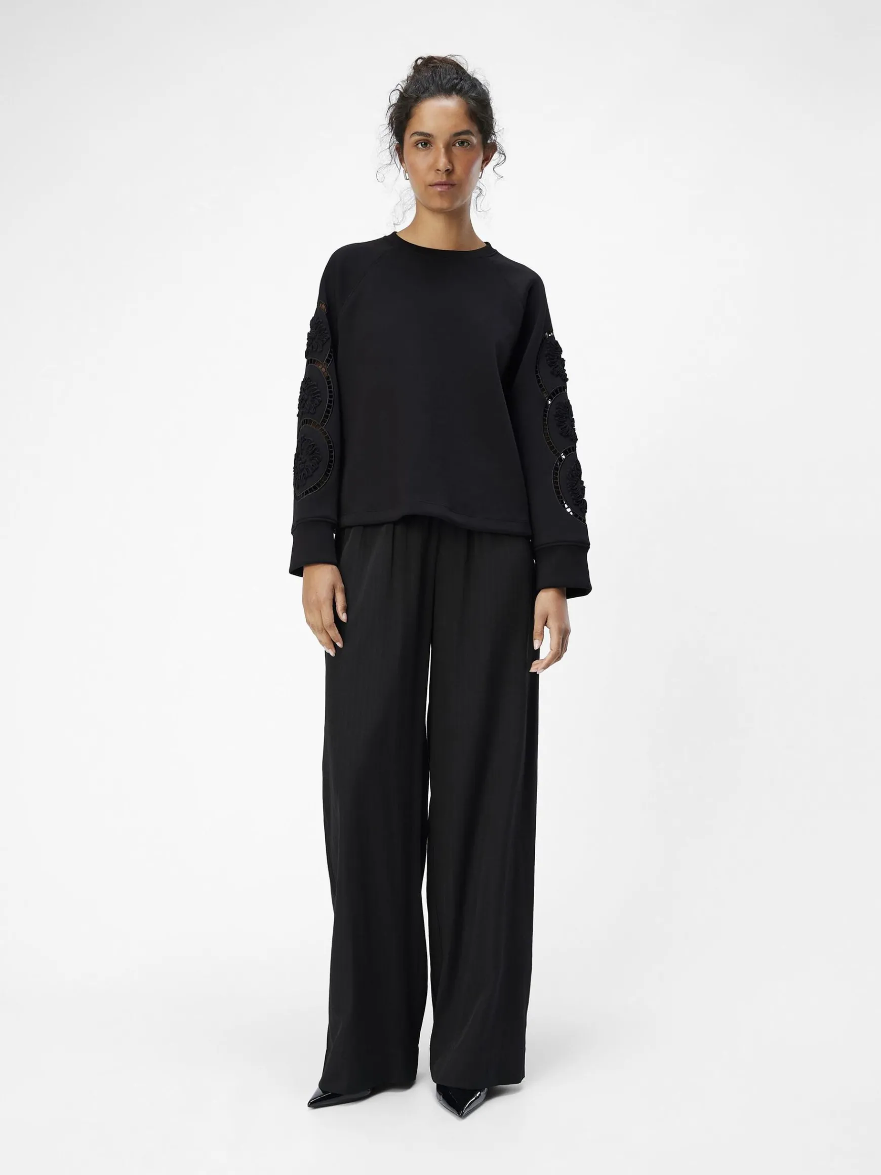 OBJECT Toppar*BRODYRPRYDD SWEATSHIRT Black