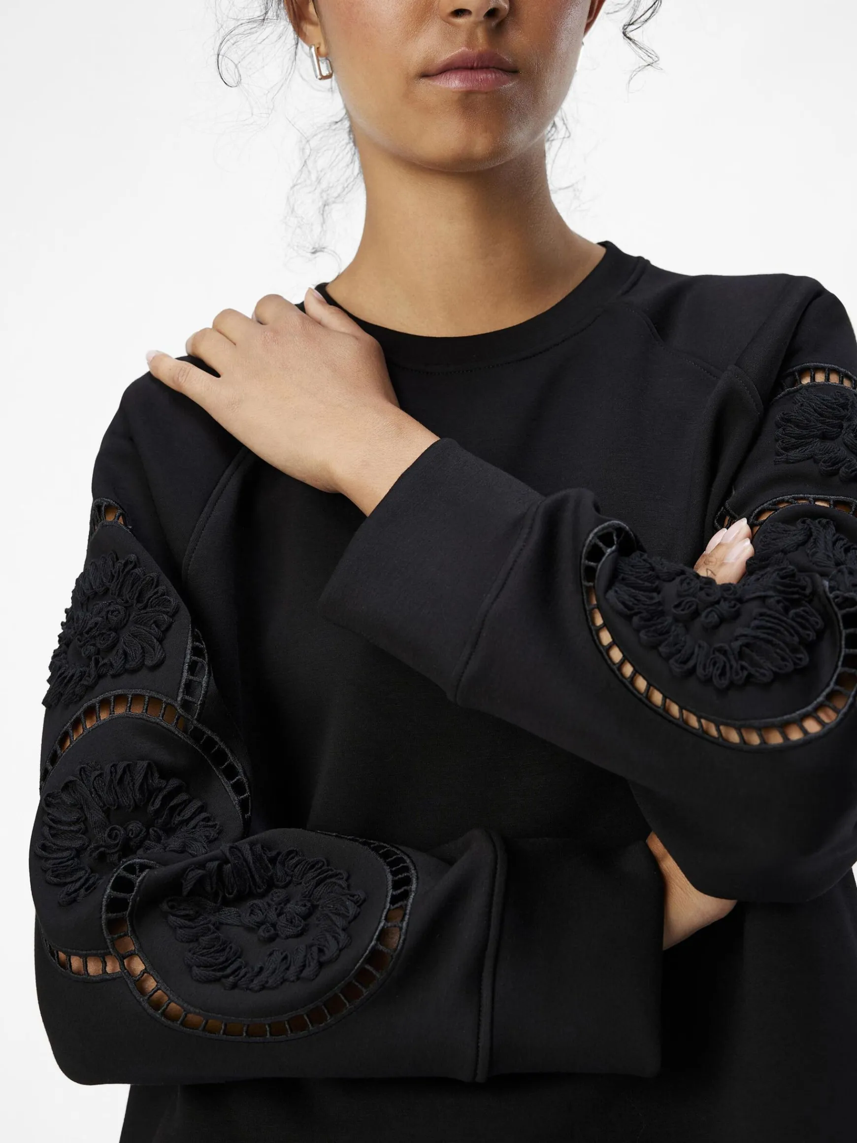 OBJECT Toppar*BRODYRPRYDD SWEATSHIRT Black