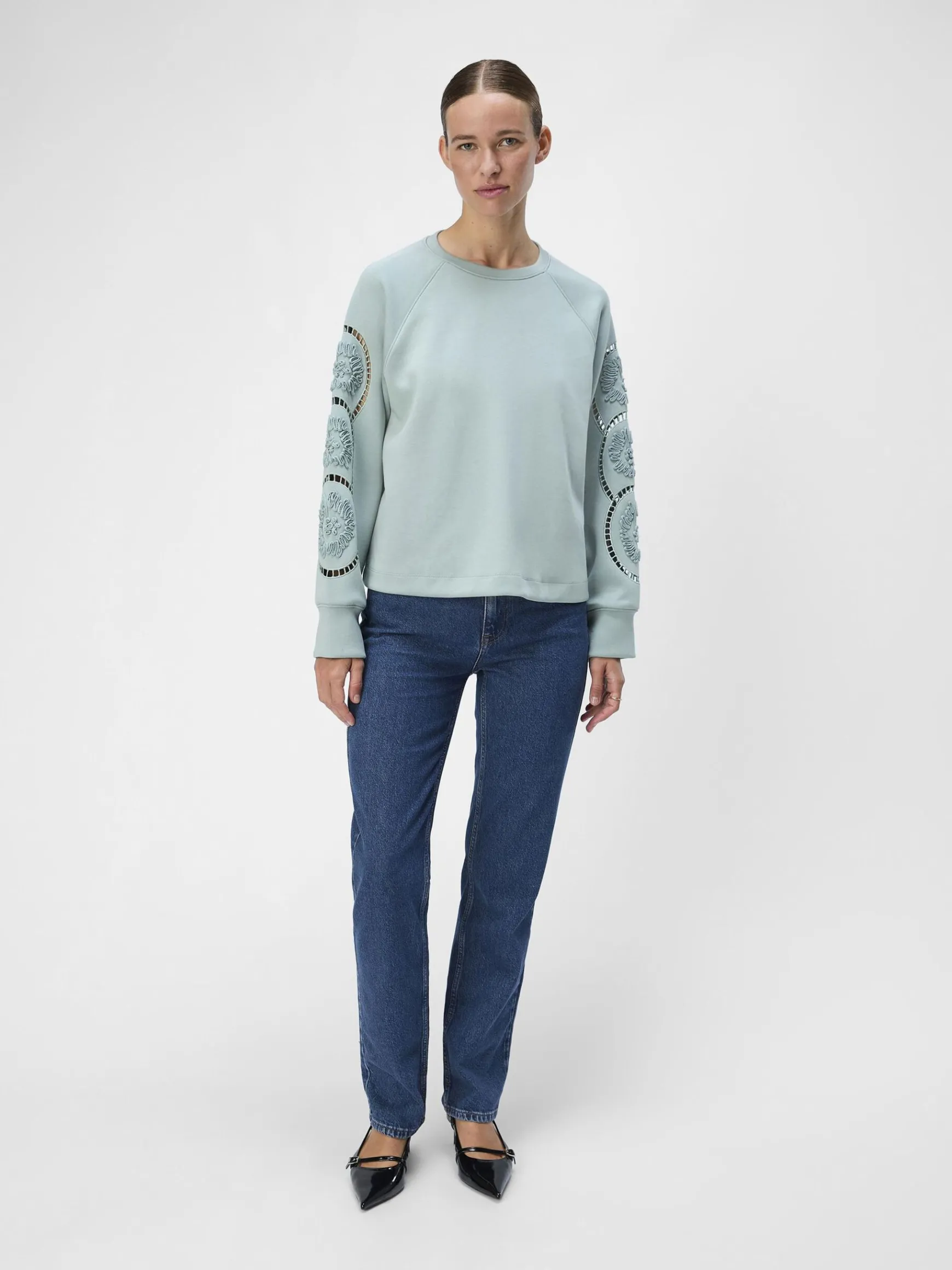 OBJECT Toppar*BRODYRPRYDD SWEATSHIRT Slate