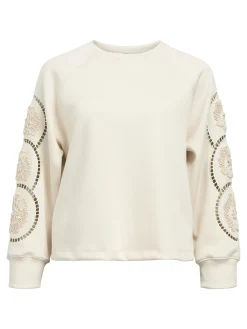 OBJECT Toppar*BRODYRPRYDD SWEATSHIRT White Sand