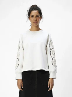 OBJECT Toppar*BRODYRPRYDD SWEATSHIRT White Sand
