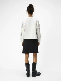 OBJECT Toppar*BRODYRPRYDD SWEATSHIRT White Sand