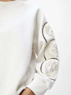 OBJECT Toppar*BRODYRPRYDD SWEATSHIRT White Sand