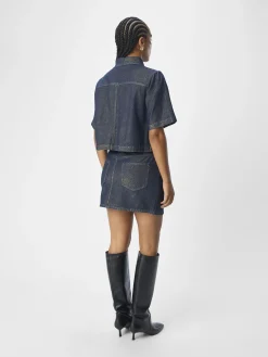 OBJECT Skjortor*COATADE JEANSSKJORTA Dark Blue Denim