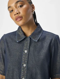 OBJECT Skjortor*COATADE JEANSSKJORTA Dark Blue Denim