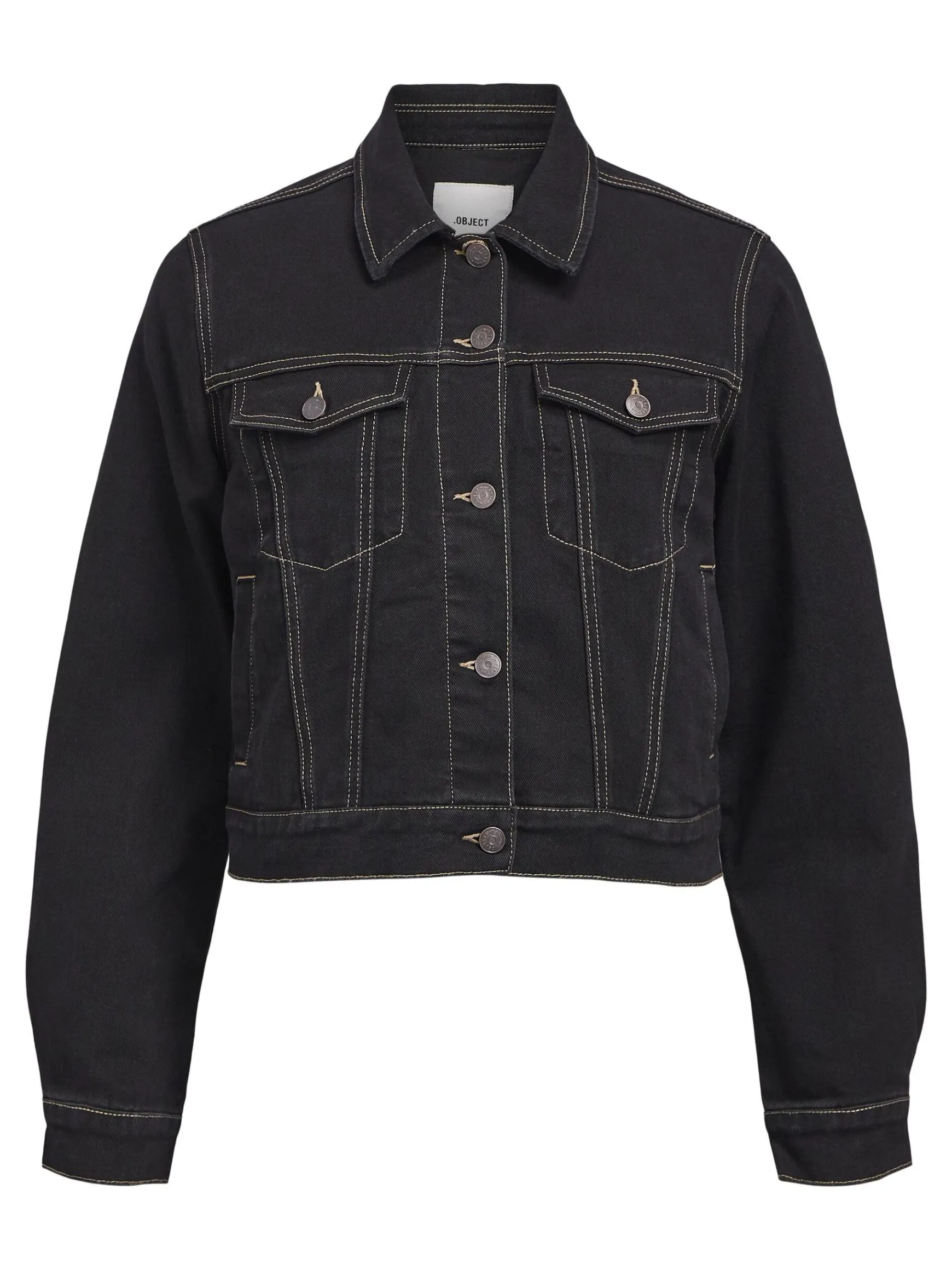 OBJECT Ytterkläder*CROPPADE JEANSJACKA Black Denim