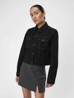 OBJECT Ytterkläder*CROPPADE JEANSJACKA Black Denim