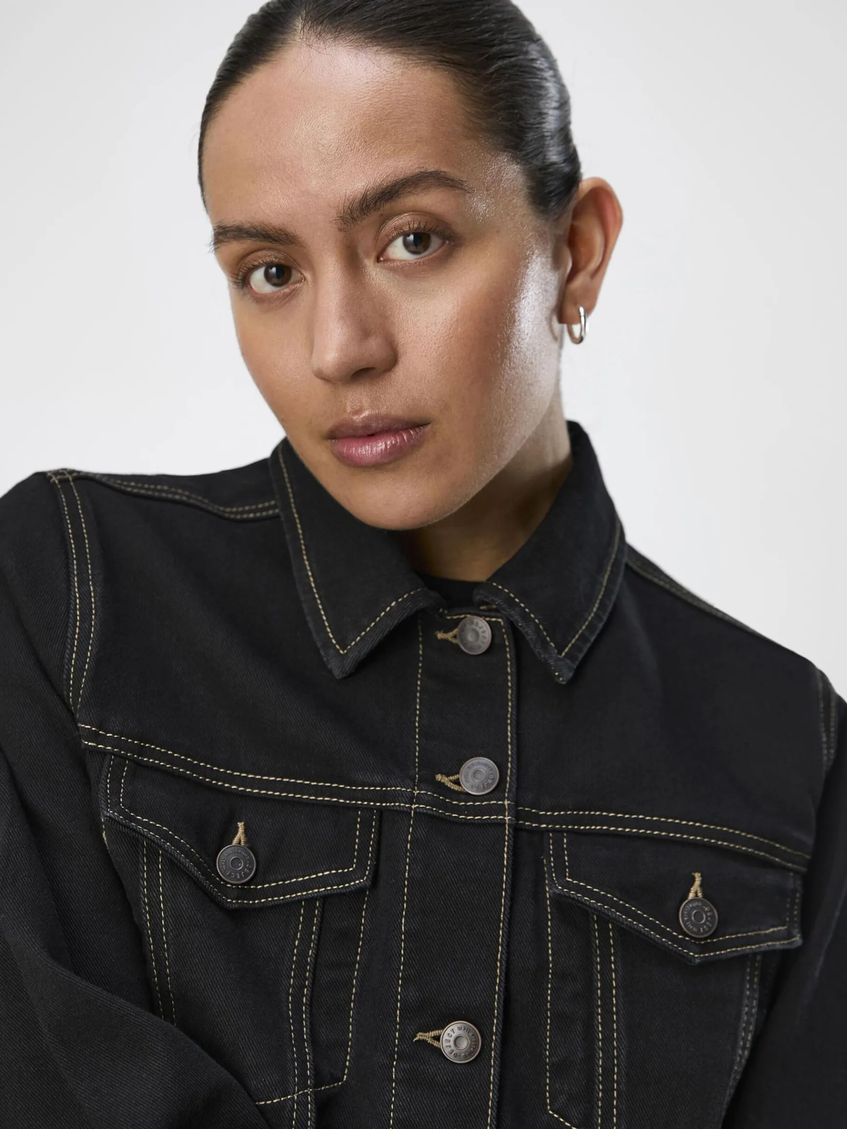 OBJECT Ytterkläder*CROPPADE JEANSJACKA Black Denim