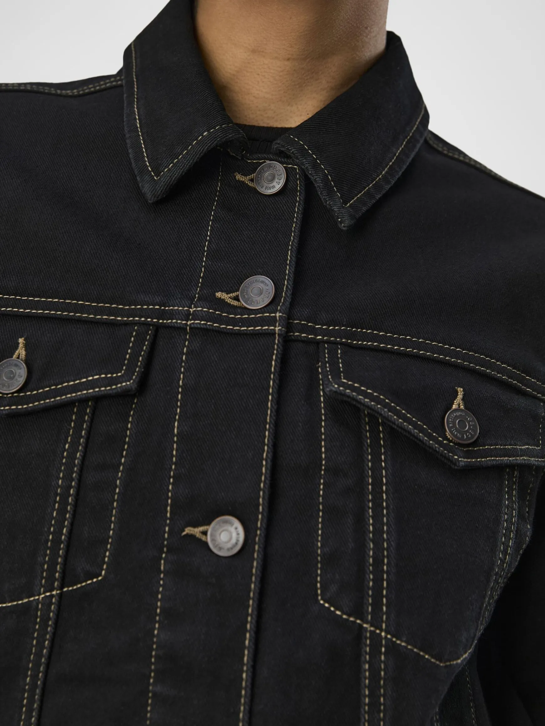OBJECT Ytterkläder*CROPPADE JEANSJACKA Black Denim