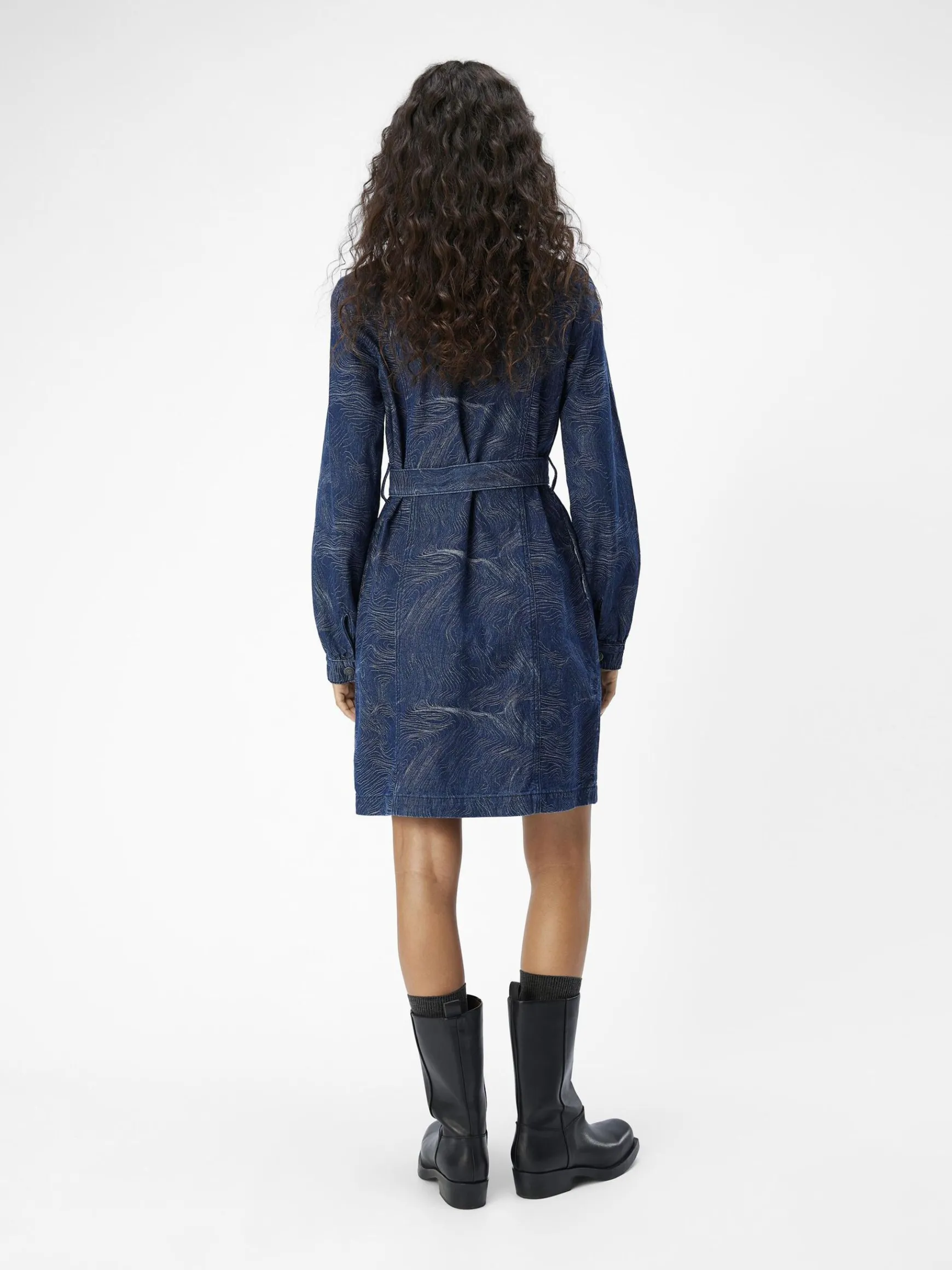 OBJECT Klänningar*DENIM KORT KLÄNNING Dark Blue Denim
