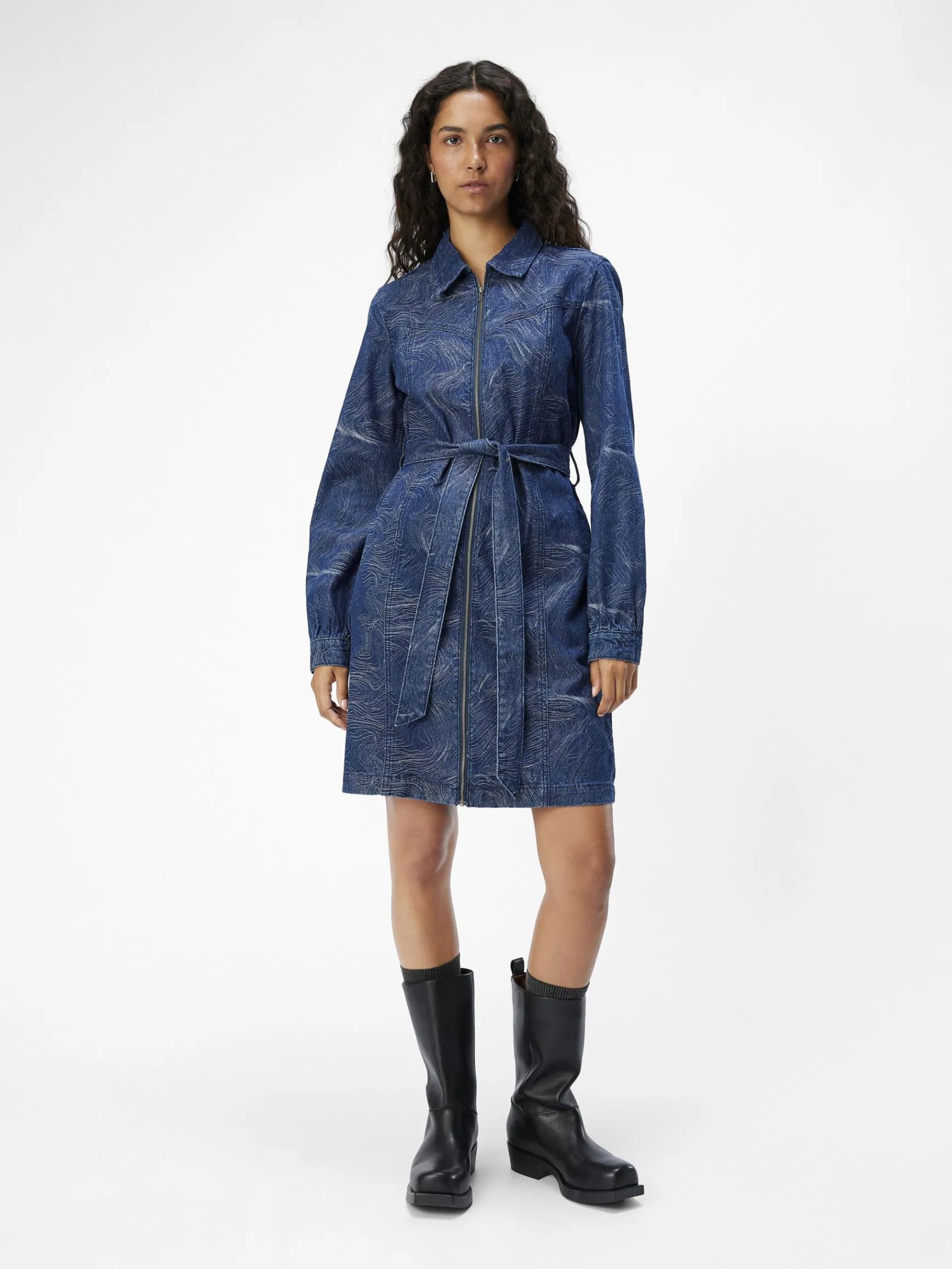 OBJECT Klänningar*DENIM KORT KLÄNNING Dark Blue Denim