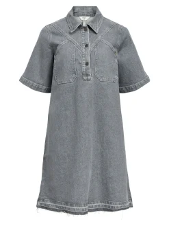 OBJECT Klänningar*DENIM KORT KLÄNNING Light Grey Denim