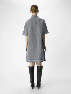 OBJECT Klänningar*DENIM KORT KLÄNNING Light Grey Denim