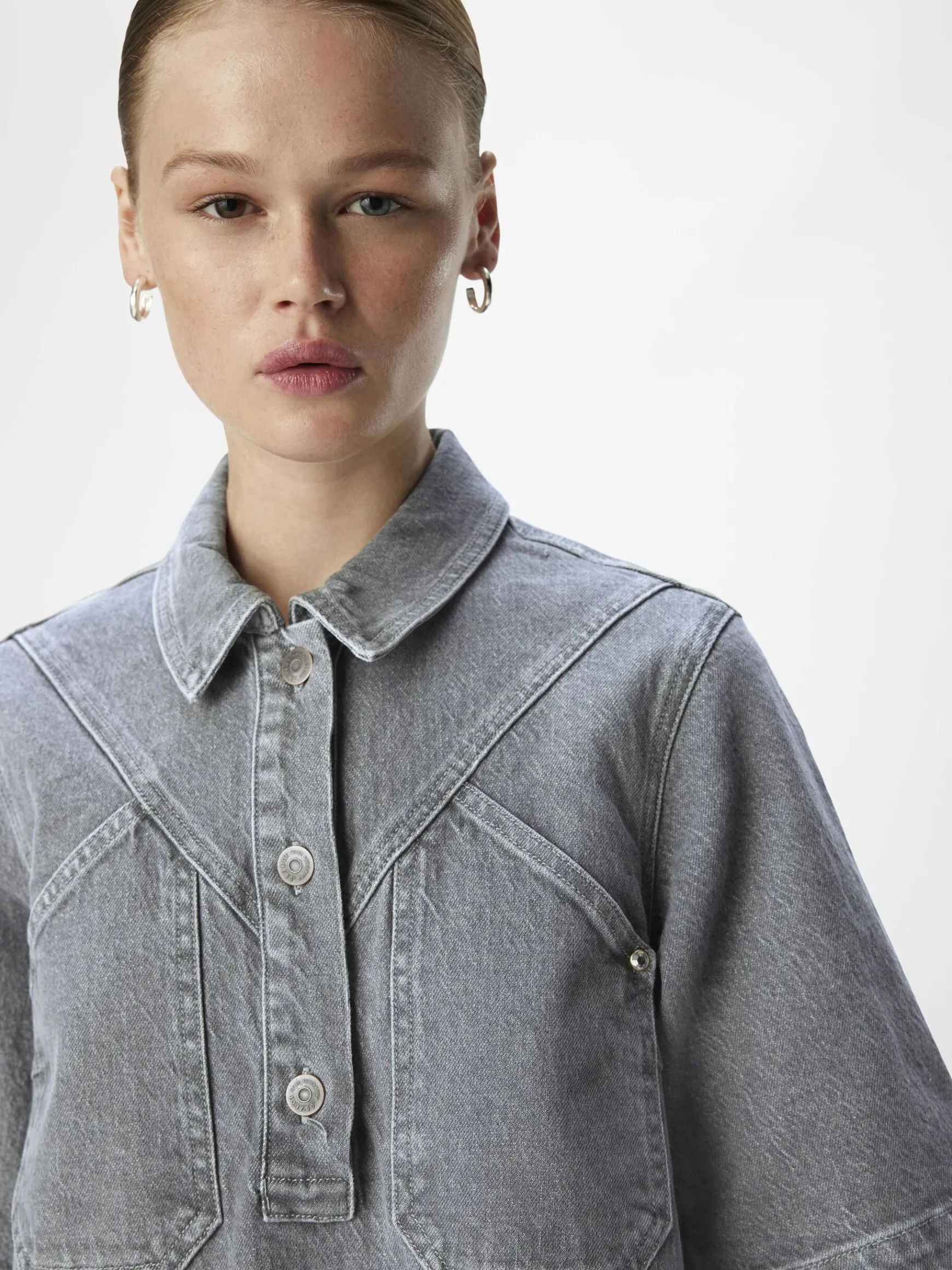 OBJECT Klänningar*DENIM KORT KLÄNNING Light Grey Denim
