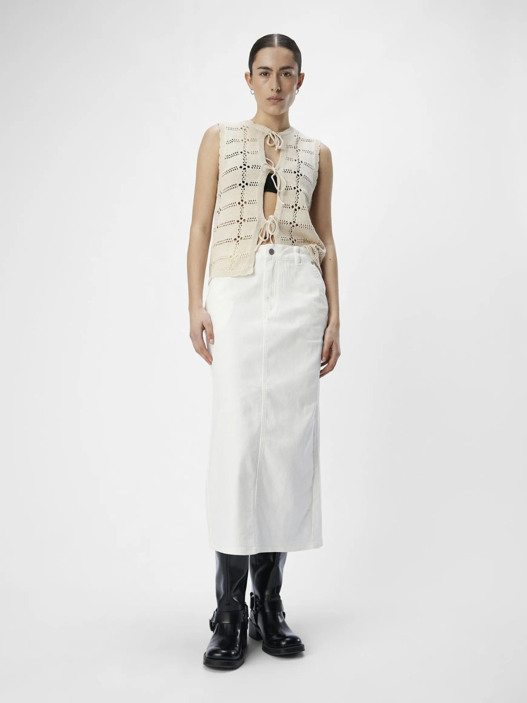 OBJECT Basic|Kjolar*DENIM MAXIKJOL Cloud Dancer