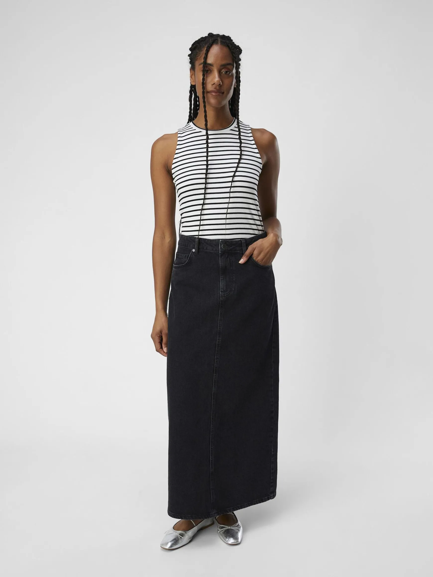 OBJECT Basic|Kjolar*DENIM MAXIKJOL Black Denim