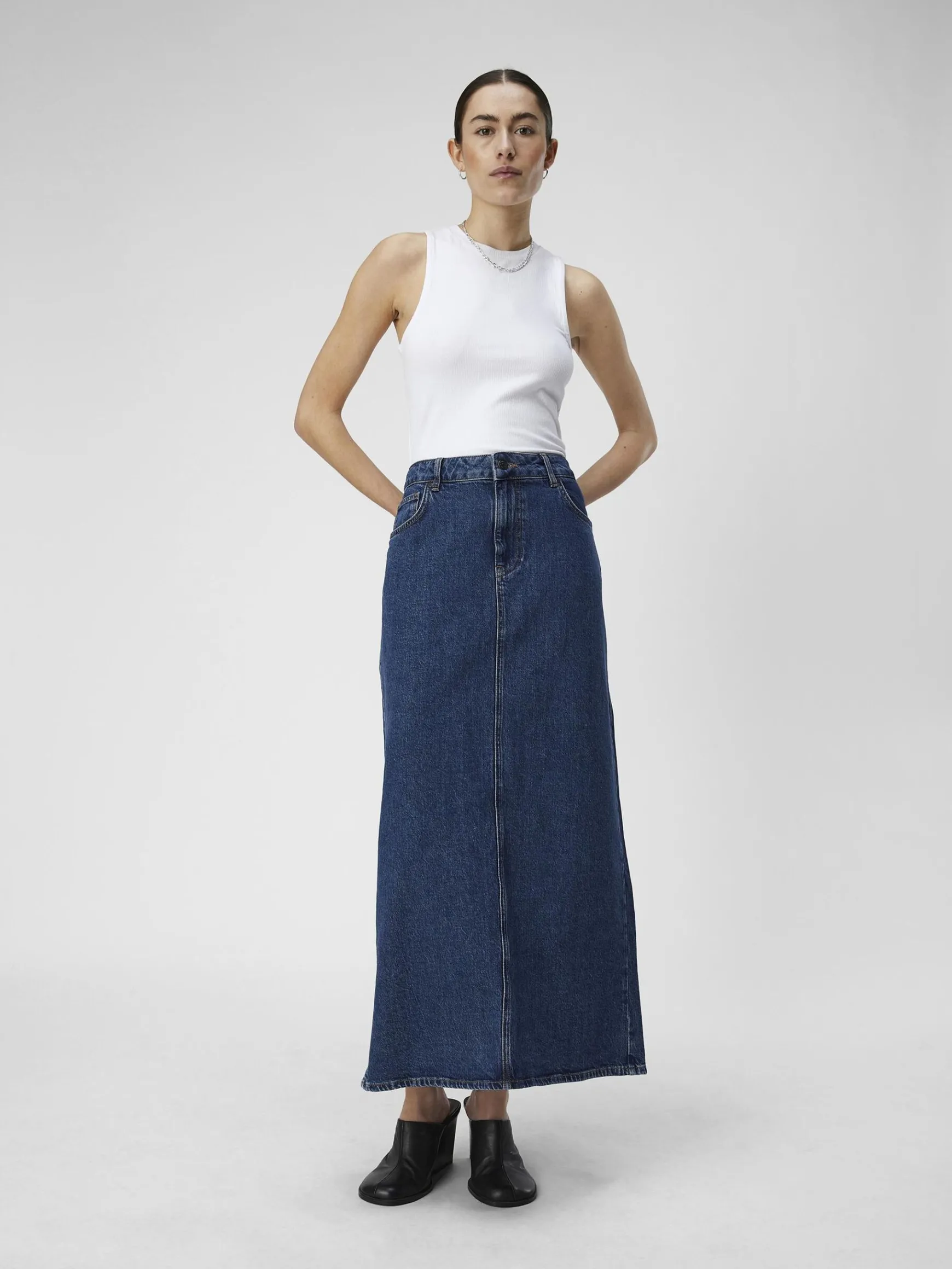 OBJECT Basic|Kjolar*DENIM MAXIKJOL Medium Blue Denim