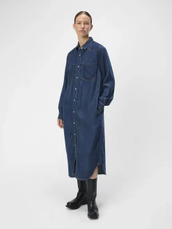 OBJECT Klänningar*DENIM MAXIKLÄNNING Dark Blue Denim