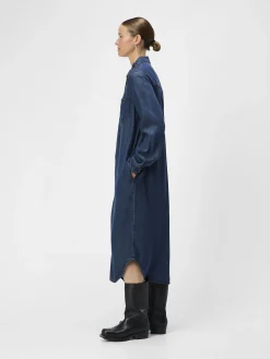 OBJECT Klänningar*DENIM MAXIKLÄNNING Dark Blue Denim