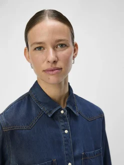 OBJECT Klänningar*DENIM MAXIKLÄNNING Dark Blue Denim