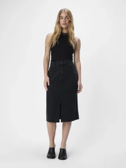 OBJECT Basic|Kjolar*DENIM MIDIKJOL Black Denim