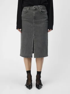 OBJECT Kjolar*DENIM MIDIKJOL Grey Denim