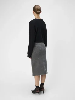 OBJECT Kjolar*DENIM MIDIKJOL Grey Denim