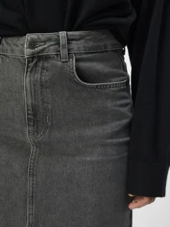 OBJECT Kjolar*DENIM MIDIKJOL Grey Denim