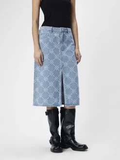 OBJECT Kjolar*DENIM MIDIKJOL Light Blue Denim