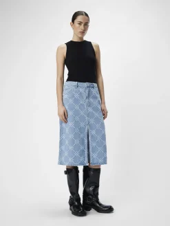 OBJECT Kjolar*DENIM MIDIKJOL Light Blue Denim