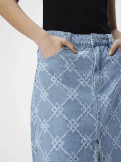 OBJECT Kjolar*DENIM MIDIKJOL Light Blue Denim