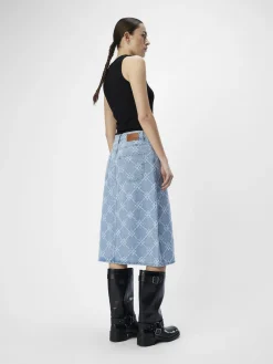 OBJECT Kjolar*DENIM MIDIKJOL Light Blue Denim